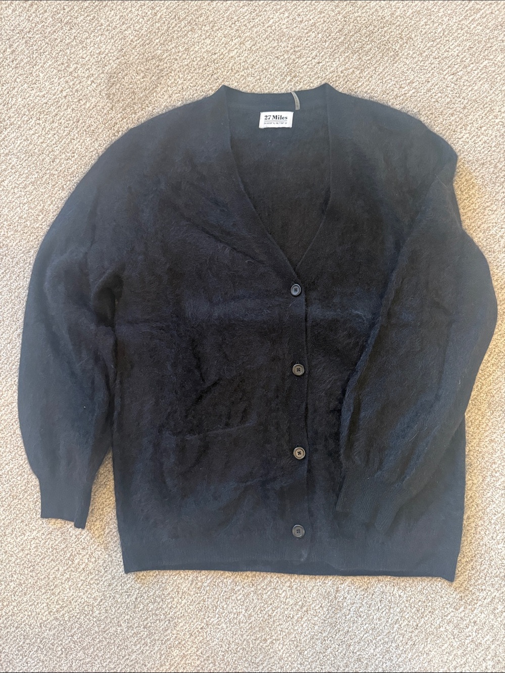 Cozy Black V-Neck Button Cardigan by 23 Miles